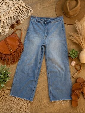 Oat New York Wide-Leg Blue Denim Jeans